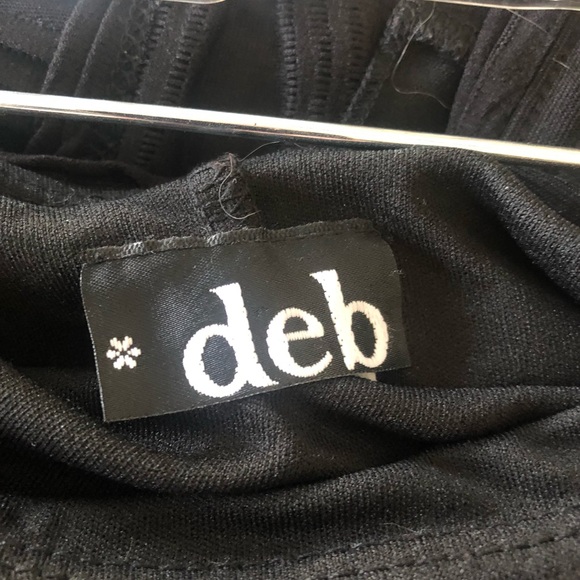 Deb Black Ruched Strapless Bodycon Mini Dress Size Medium - Picture 3 of 7